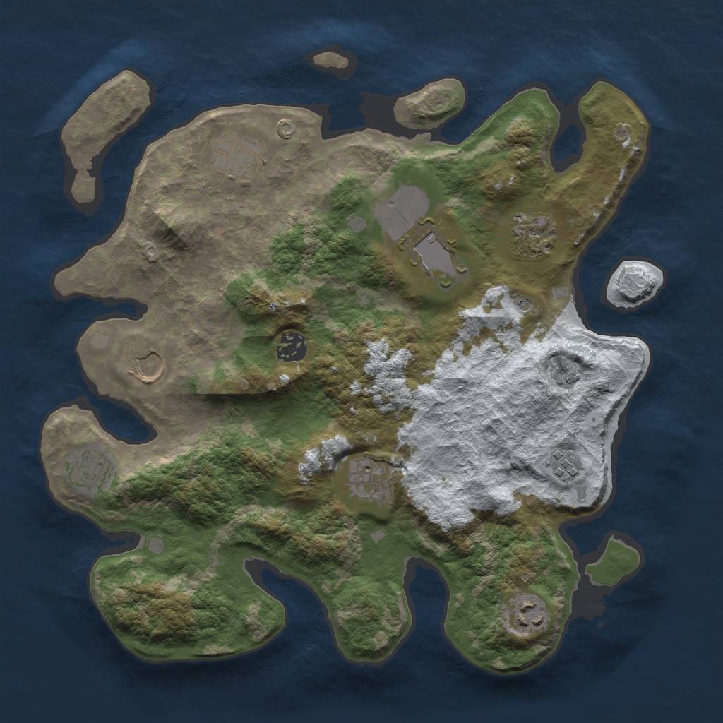 Rust Map: Barren, Size: 3500, Seed: 5034, 12 Monuments