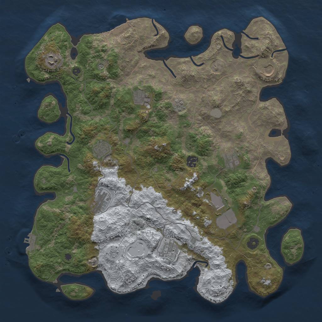 Rust Map: Procedural Map, Size: 4096, Seed: 64562, 19 Monuments
