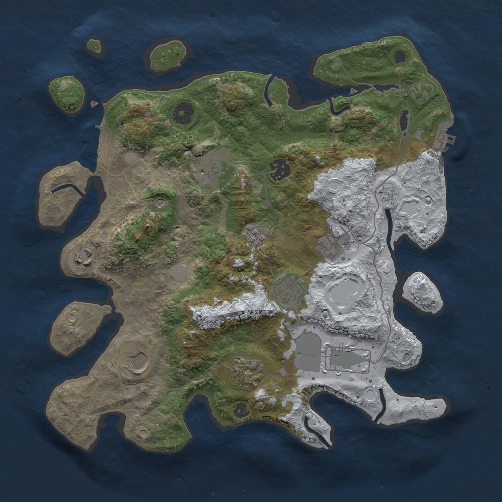 Rust Map: Procedural Map, Size: 3500, Seed: 164844577, 18 Monuments