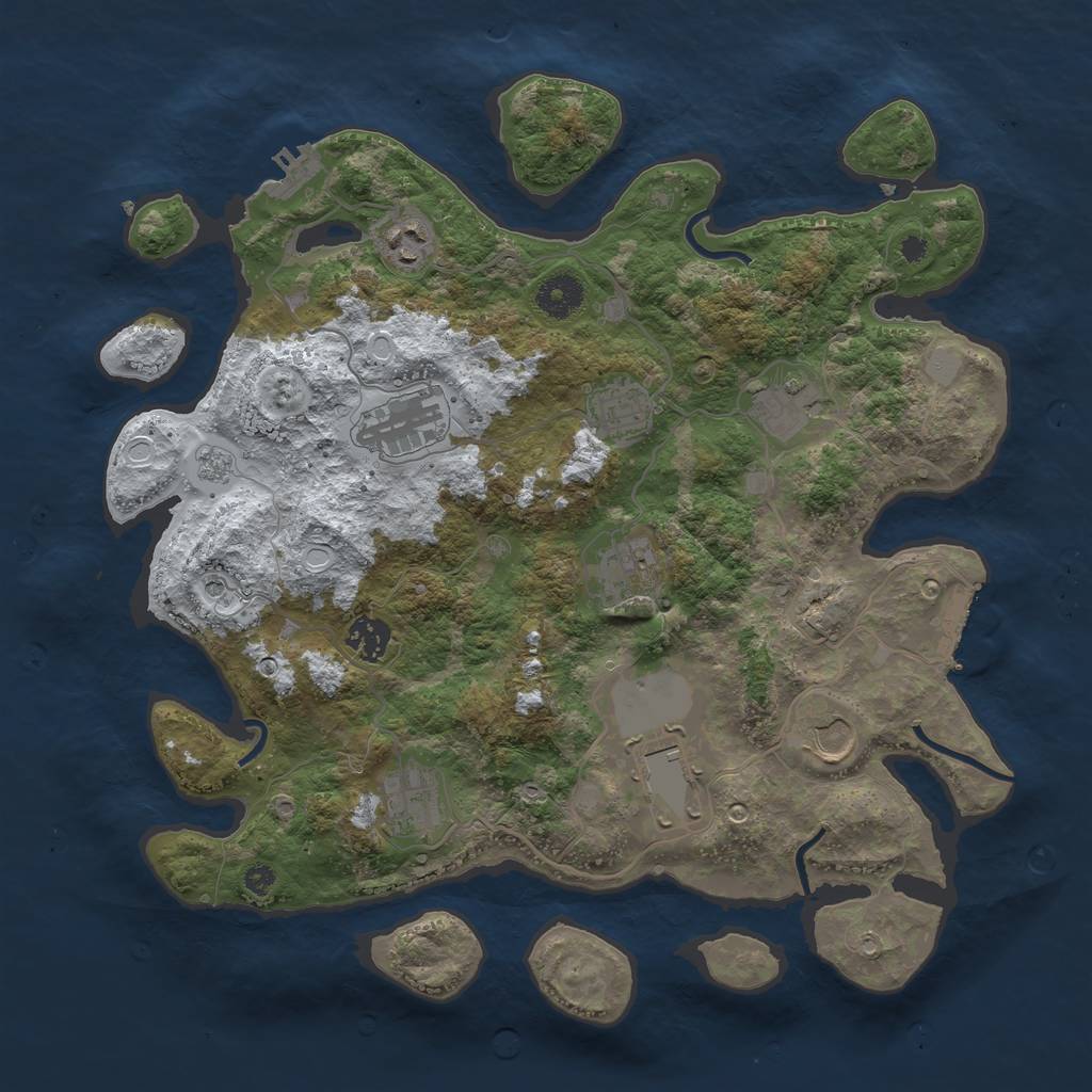 Rust Map: Procedural Map, Size: 3700, Seed: 356980158, 18 Monuments