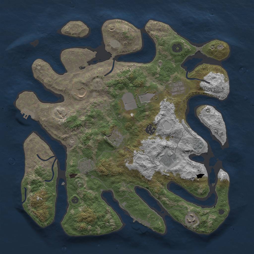 Rust Map: Procedural Map, Size: 3800, Seed: 246158752, 17 Monuments