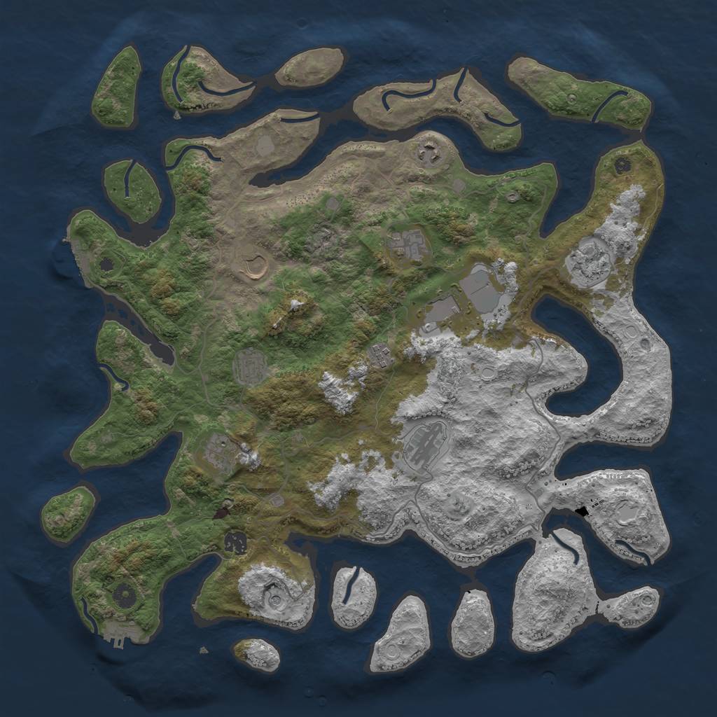Rust Map: Procedural Map, Size: 4500, Seed: 62736, 18 Monuments
