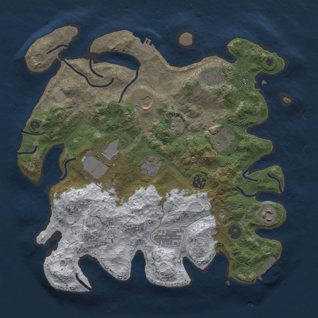 Rust Map: Procedural Map, Size: 3500, Seed: 673378067, 18 Monuments