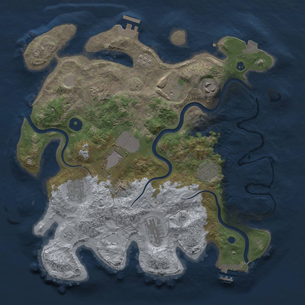 Rust Map: Procedural Map, Size: 3500, Seed: 673378067, 14 Monuments