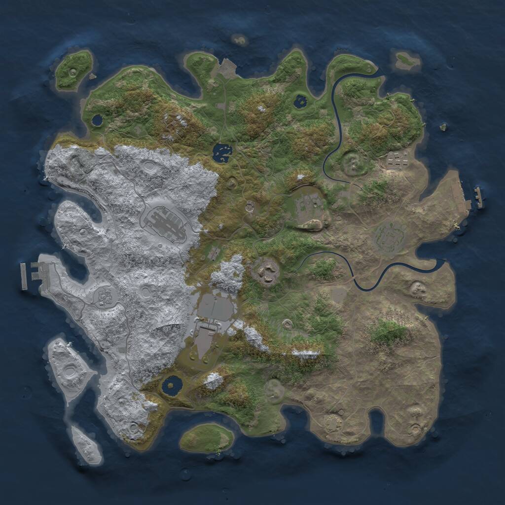 Rust Map: Procedural Map, Size: 3800, Seed: 185, 13 Monuments