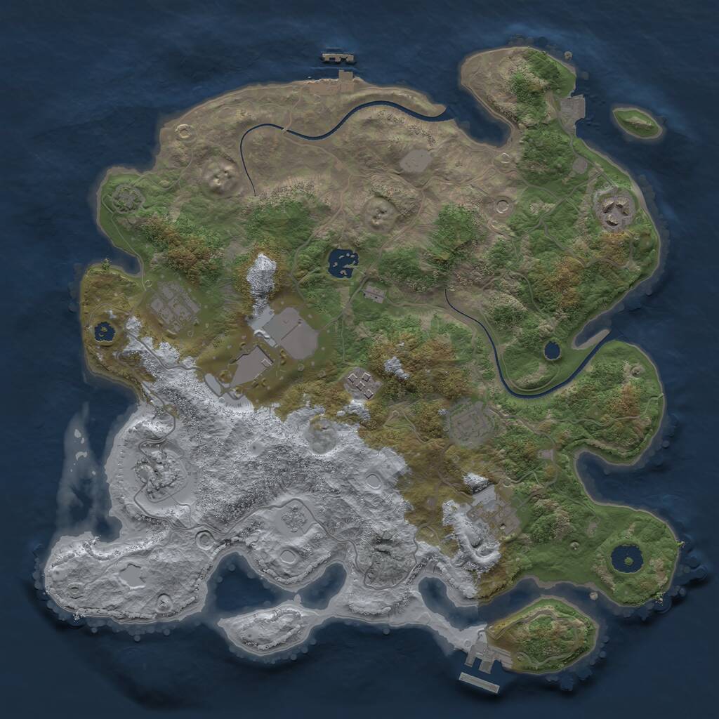 Rust Map: Procedural Map, Size: 3550, Seed: 278966, 14 Monuments