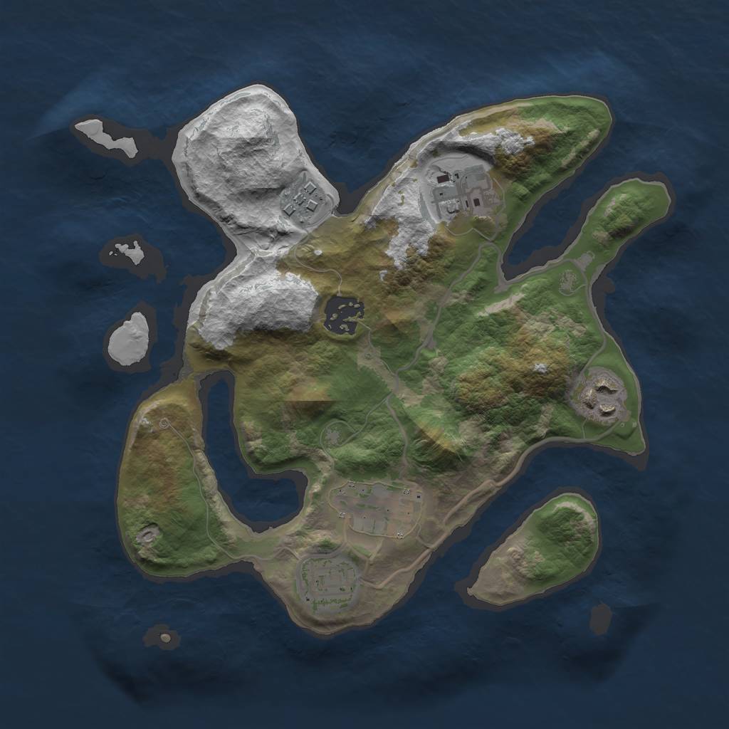 Rust Map: Barren, Size: 2700, Seed: 651, 8 Monuments