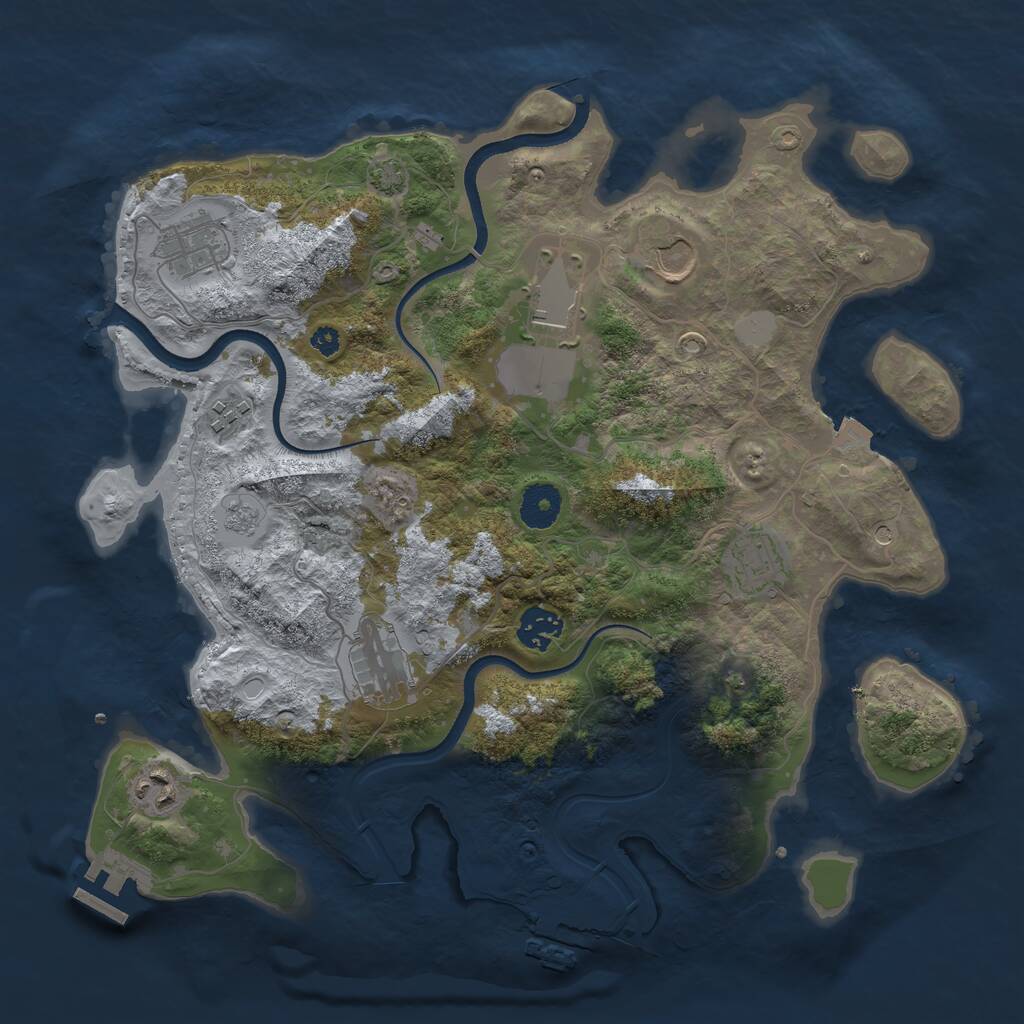 Rust Map: Procedural Map, Size: 3550, Seed: 270013, 14 Monuments