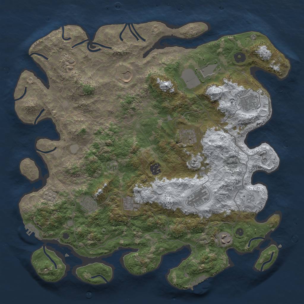 Rust Map: Procedural Map, Size: 4050, Seed: 937158473, 20 Monuments