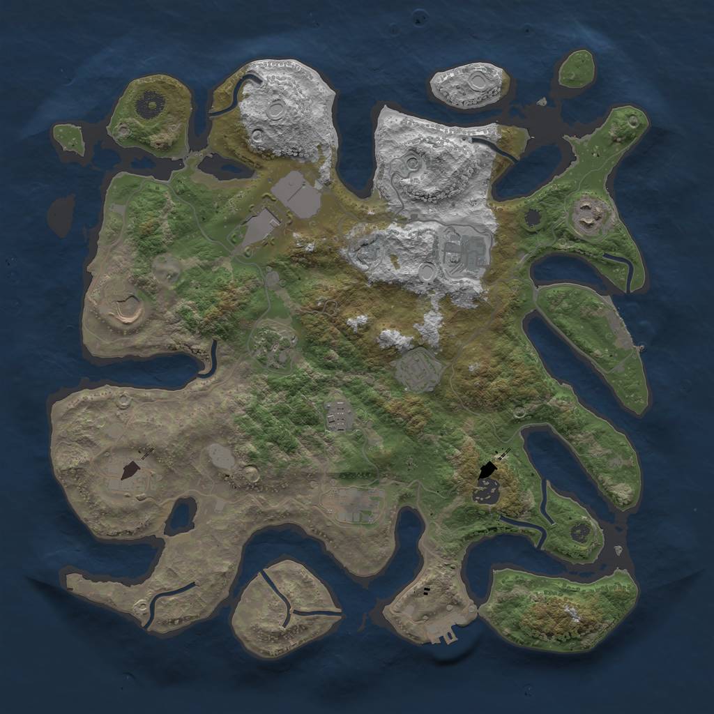 Rust Map: Procedural Map, Size: 3800, Seed: 362531590, 18 Monuments