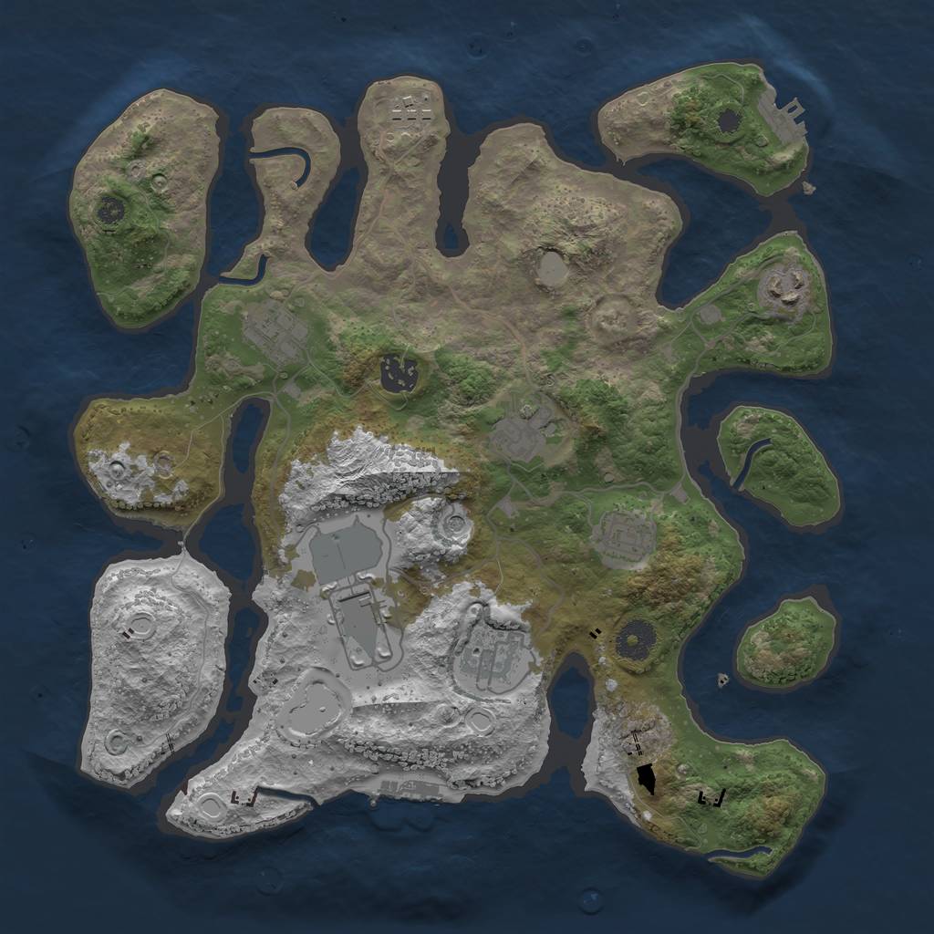 Rust Map: Procedural Map, Size: 3500, Seed: 164844588, 16 Monuments