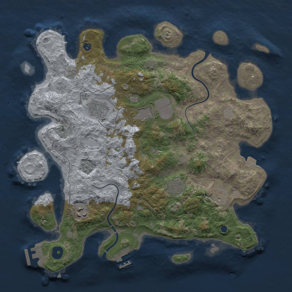 Rust Map: Procedural Map, Size: 3600, Seed: 1490292149, 12 Monuments