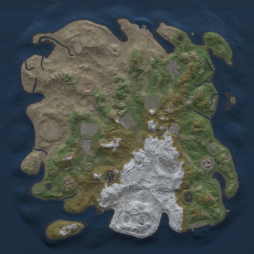 Rust Map: Procedural Map, Size: 3950, Seed: 1927644632, 20 Monuments