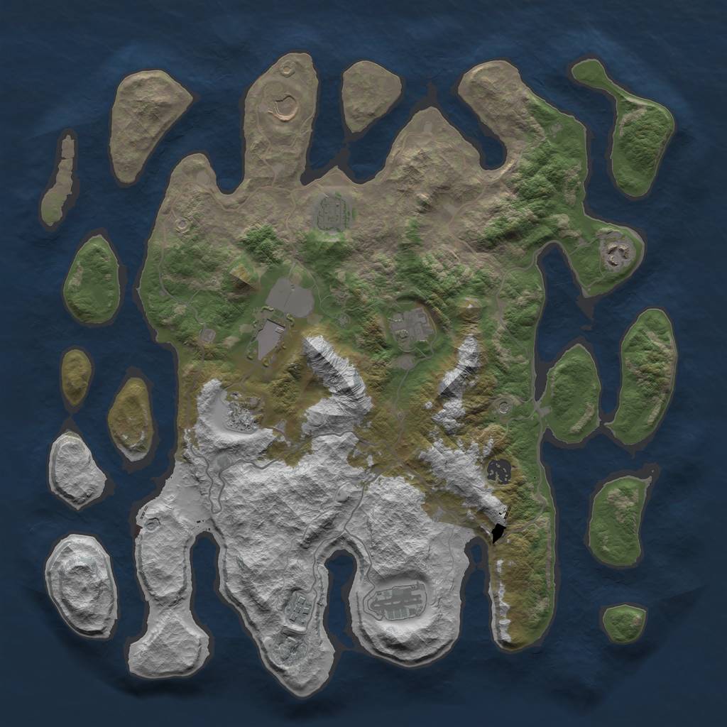 Rust Map: Barren, Size: 4250, Seed: 1900971067, 12 Monuments