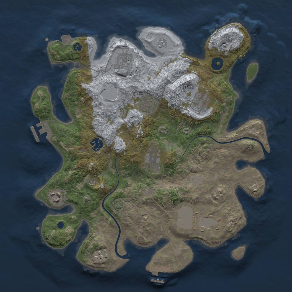 Rust Map: Procedural Map, Size: 3500, Seed: 2091710603, 14 Monuments