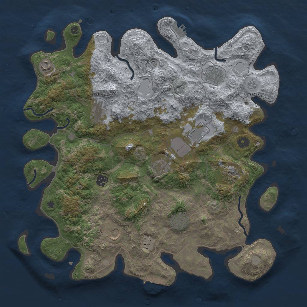 Rust Map: Procedural Map, Size: 4000, Seed: 724864, 19 Monuments
