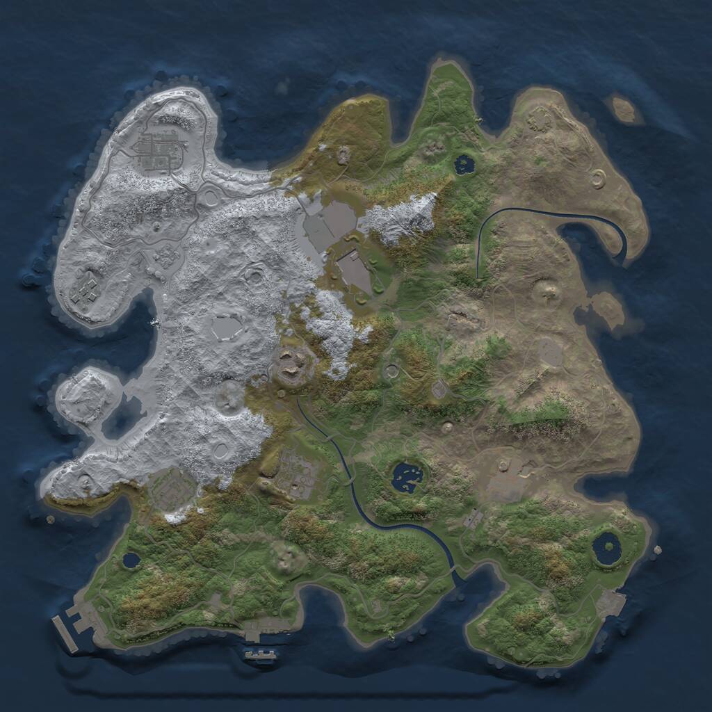 Rust Map: Procedural Map, Size: 3550, Seed: 58730, 14 Monuments