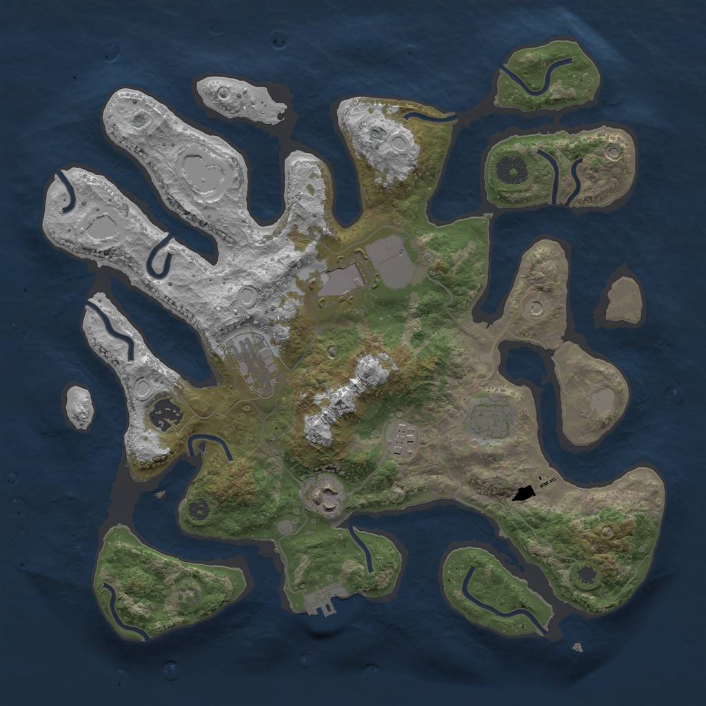 Rust Map: Procedural Map, Size: 3500, Seed: 621695, 13 Monuments