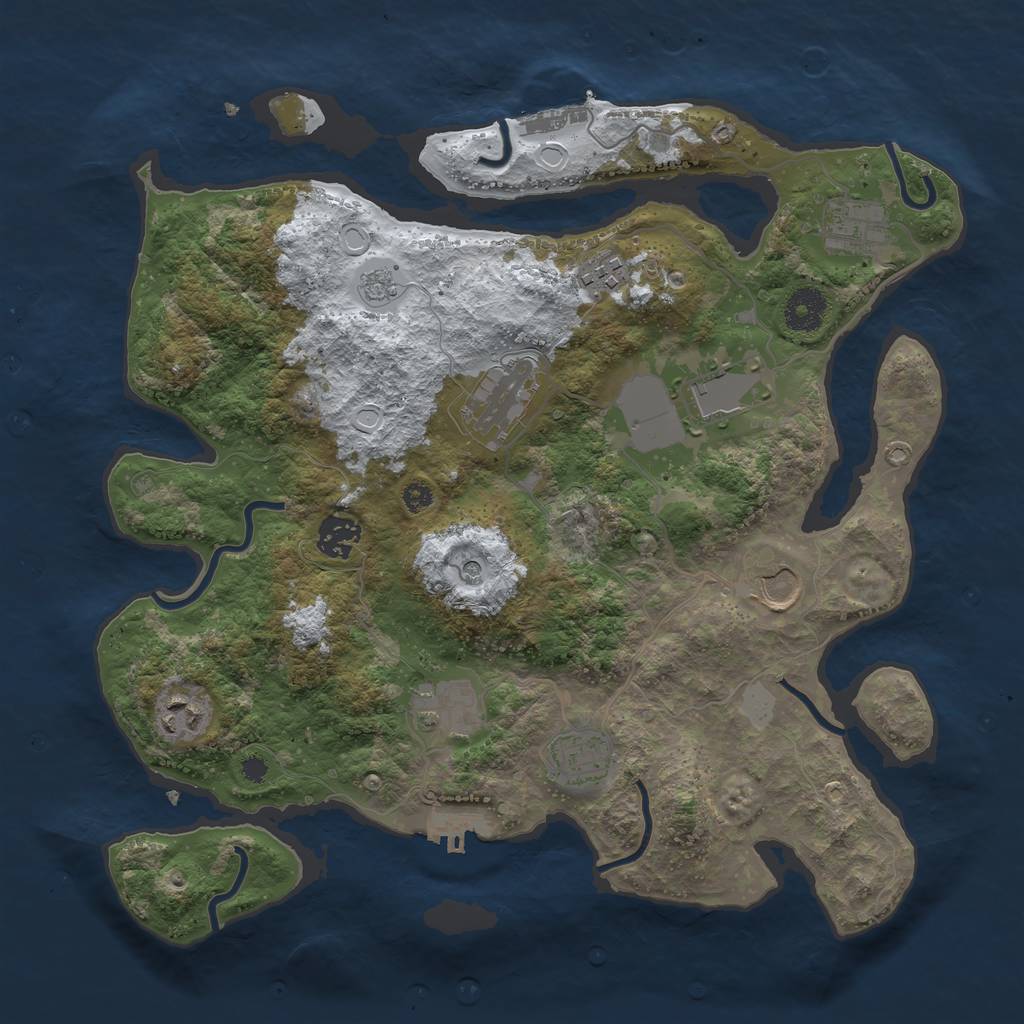 Rust Map: Procedural Map, Size: 3550, Seed: 392527, 18 Monuments