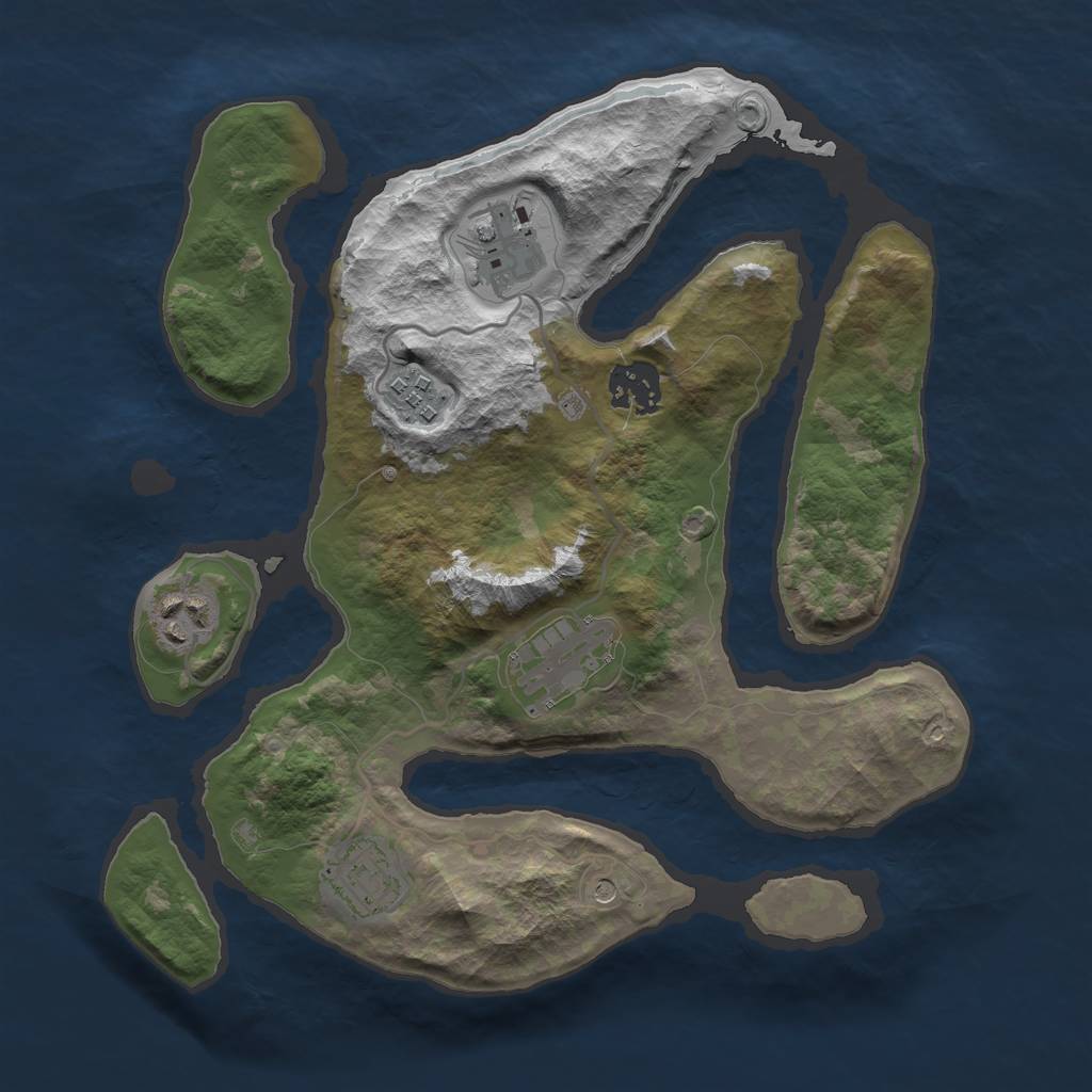 Rust Map: Barren, Size: 3000, Seed: 5, 9 Monuments