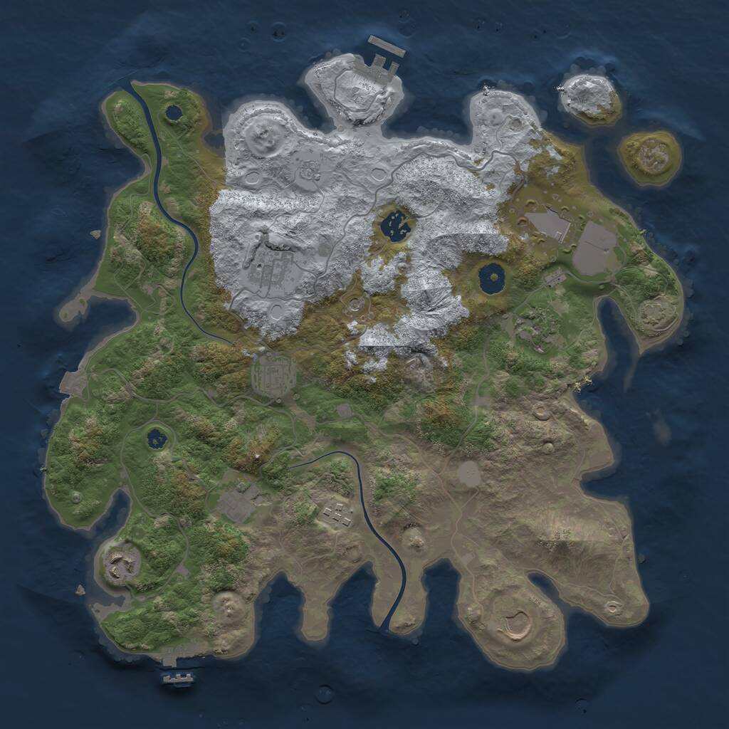 Rust Map: Procedural Map, Size: 3800, Seed: 1258500177, 15 Monuments