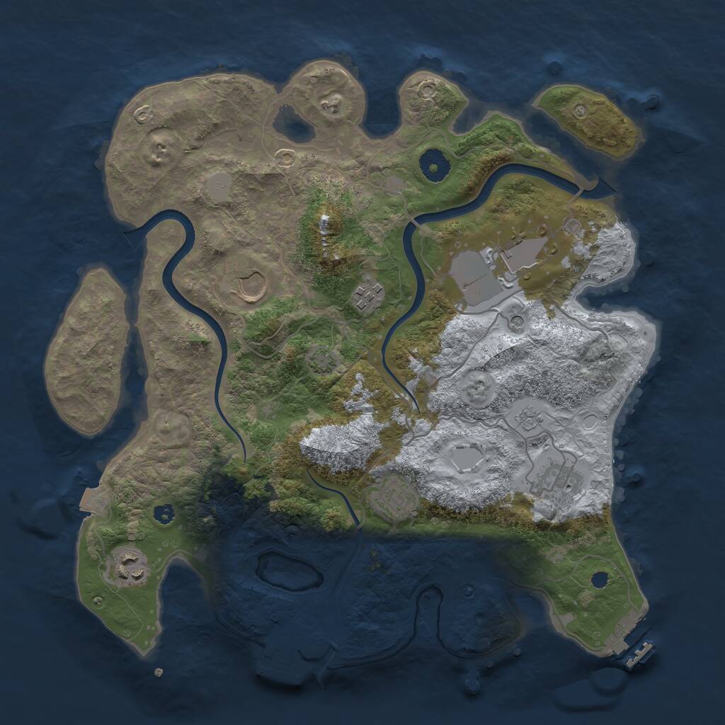 Rust Map: Procedural Map, Size: 3500, Seed: 522341, 12 Monuments
