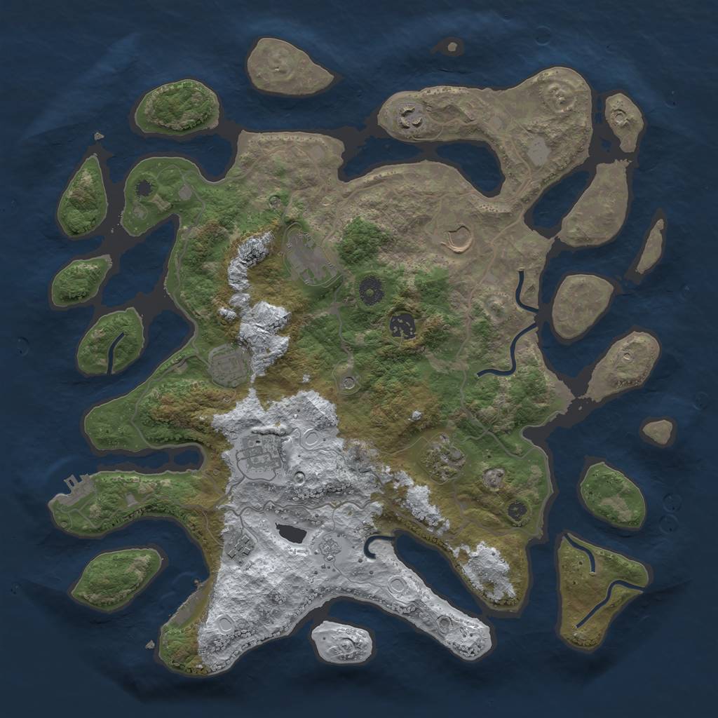 Rust Map: Procedural Map, Size: 4000, Seed: 929772, 17 Monuments