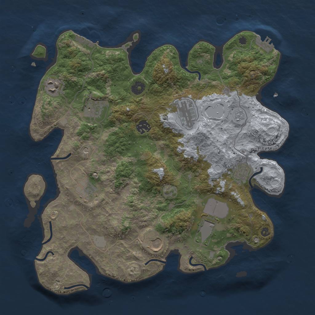 Rust Map: Procedural Map, Size: 3500, Seed: 45687912, 17 Monuments