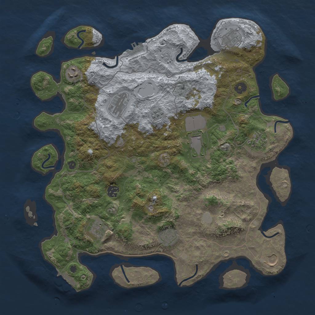 Rust Map: Procedural Map, Size: 4000, Seed: 610802, 17 Monuments