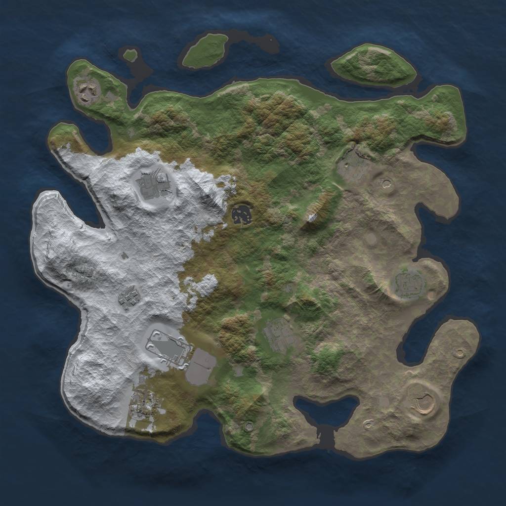 Rust Map: Barren, Size: 3750, Seed: 924106137, 13 Monuments
