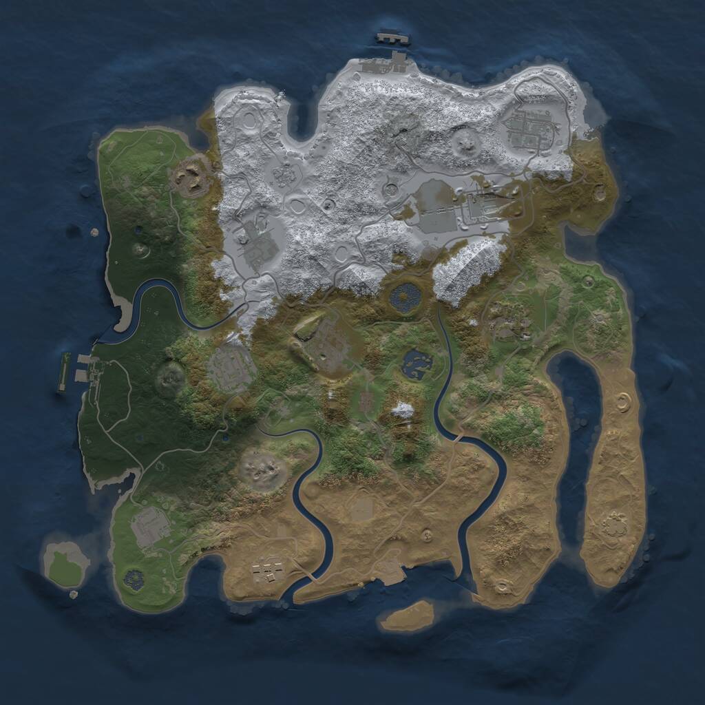 Rust Map: Procedural Map, Size: 3500, Seed: 1763855705, 17 Monuments