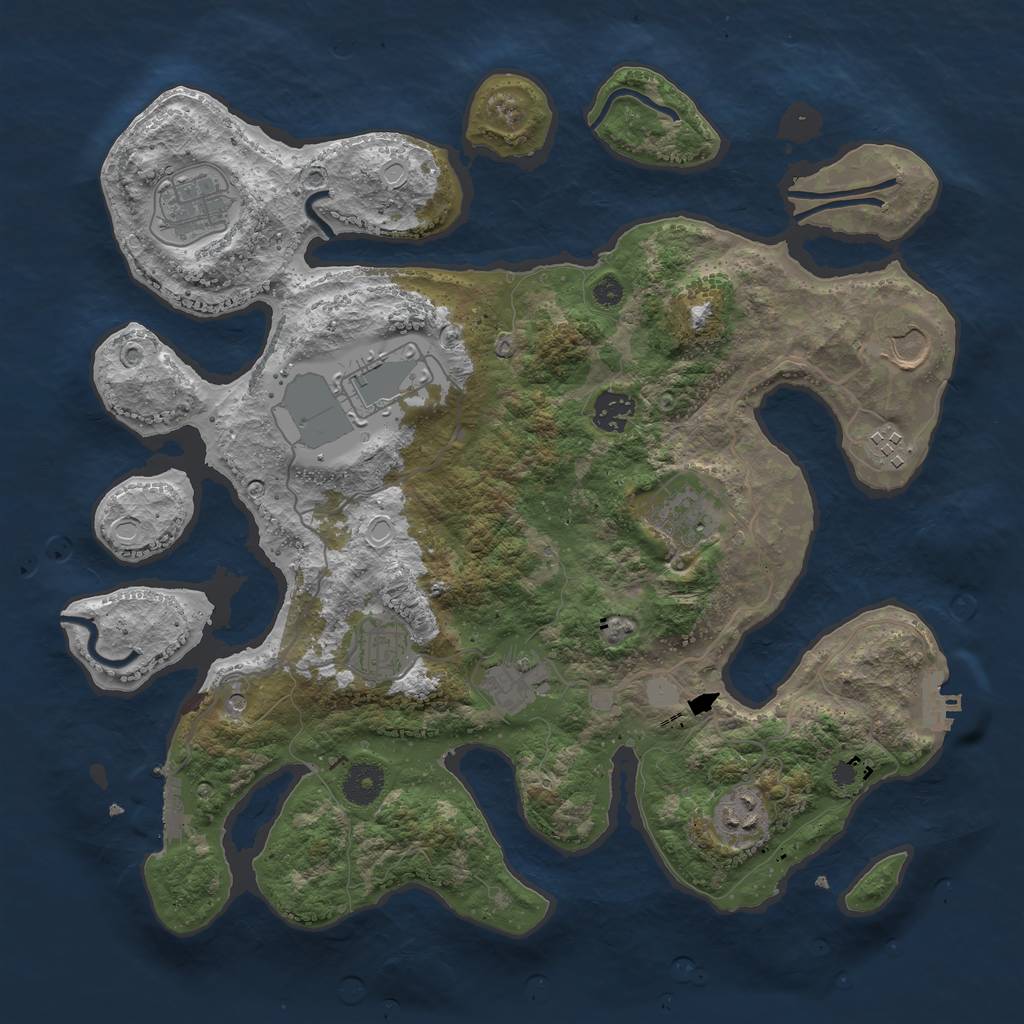Rust Map: Procedural Map, Size: 3700, Seed: 712340, 17 Monuments