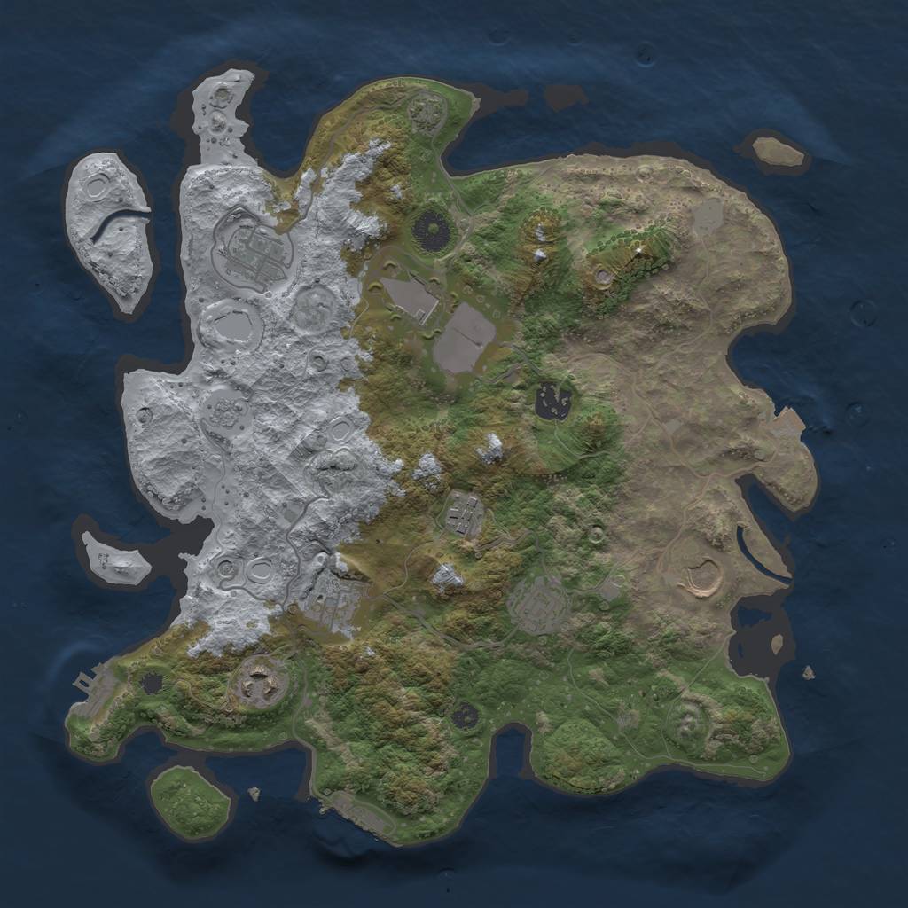 Rust Map: Procedural Map, Size: 3550, Seed: 578303, 16 Monuments