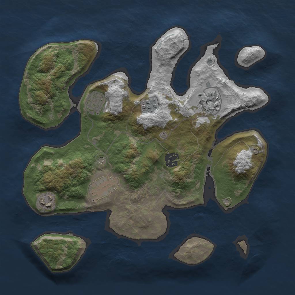 Rust Map: Barren, Size: 3000, Seed: 235547123, 9 Monuments