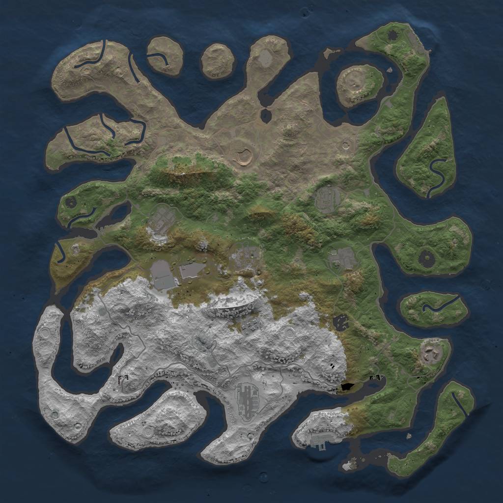 Rust Map: Procedural Map, Size: 4500, Seed: 685506502, 18 Monuments