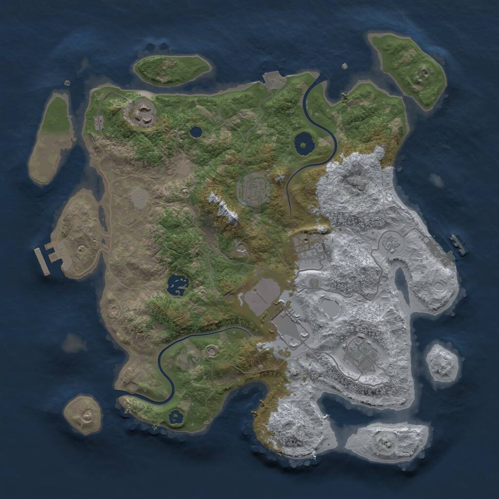 Rust Map: Procedural Map, Size: 3500, Seed: 6119893, 11 Monuments