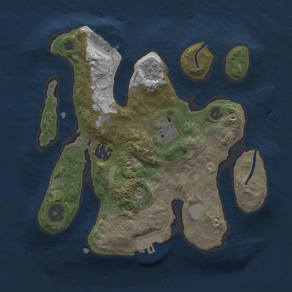 Rust Map: Procedural Map, Size: 2500, Seed: 2102318815, 11 Monuments