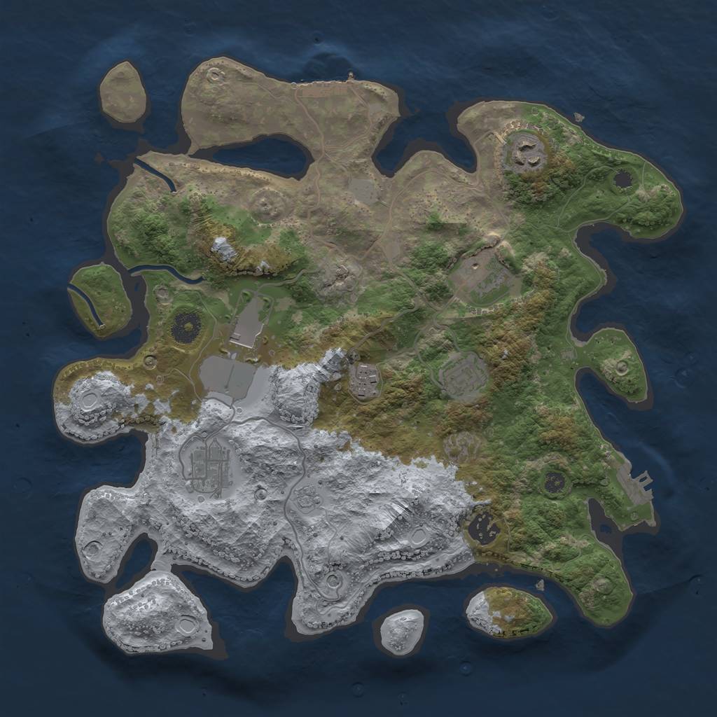 Rust Map: Procedural Map, Size: 3500, Seed: 86719878, 14 Monuments