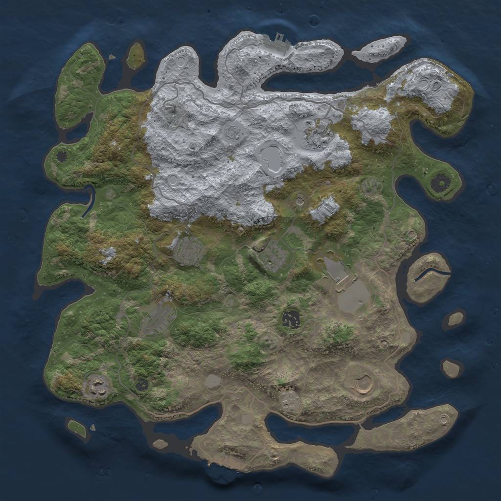 Rust Map: Procedural Map, Size: 4000, Seed: 234615, 16 Monuments