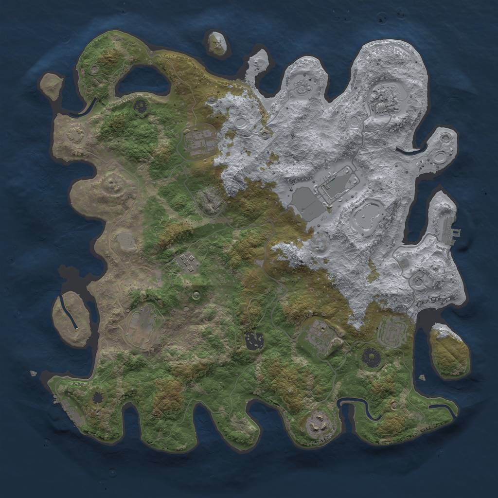 Rust Map: Procedural Map, Size: 3850, Seed: 1375698296, 17 Monuments