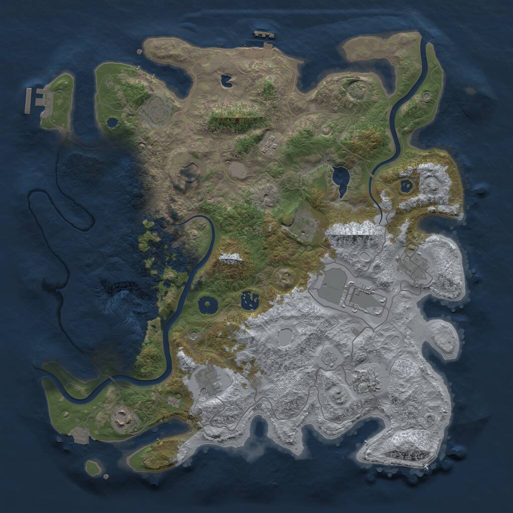 Rust Map: Procedural Map, Size: 4000, Seed: 593744, 16 Monuments