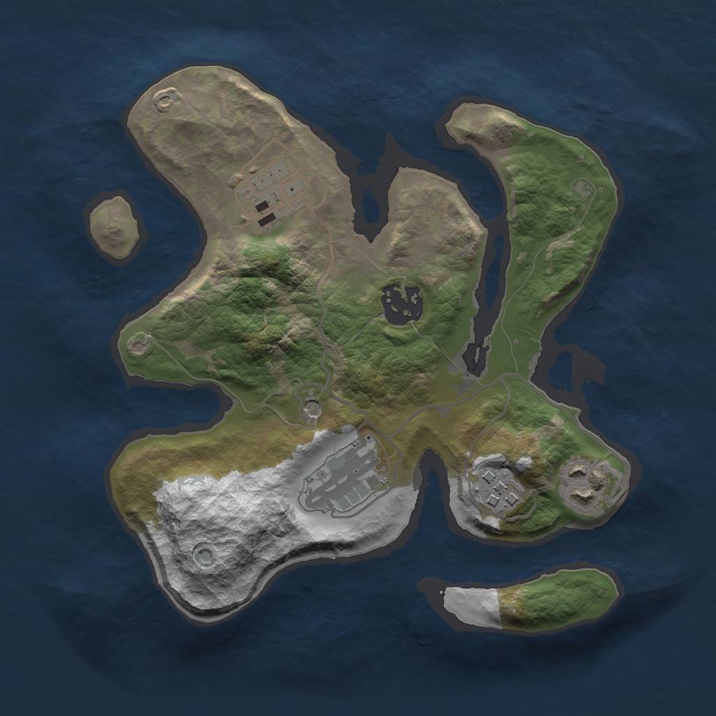 Rust Map: Barren, Size: 2500, Seed: 1357529269, 8 Monuments