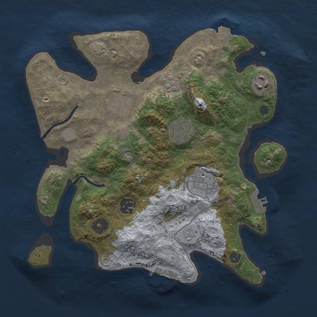 Rust Map: Procedural Map, Size: 3000, Seed: 738388221, 14 Monuments