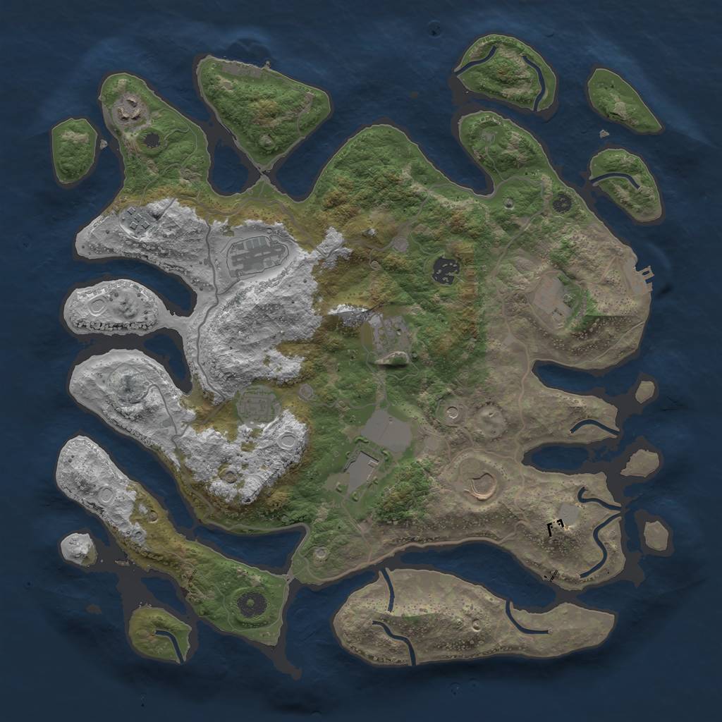 Rust Map: Procedural Map, Size: 4000, Seed: 392797, 17 Monuments