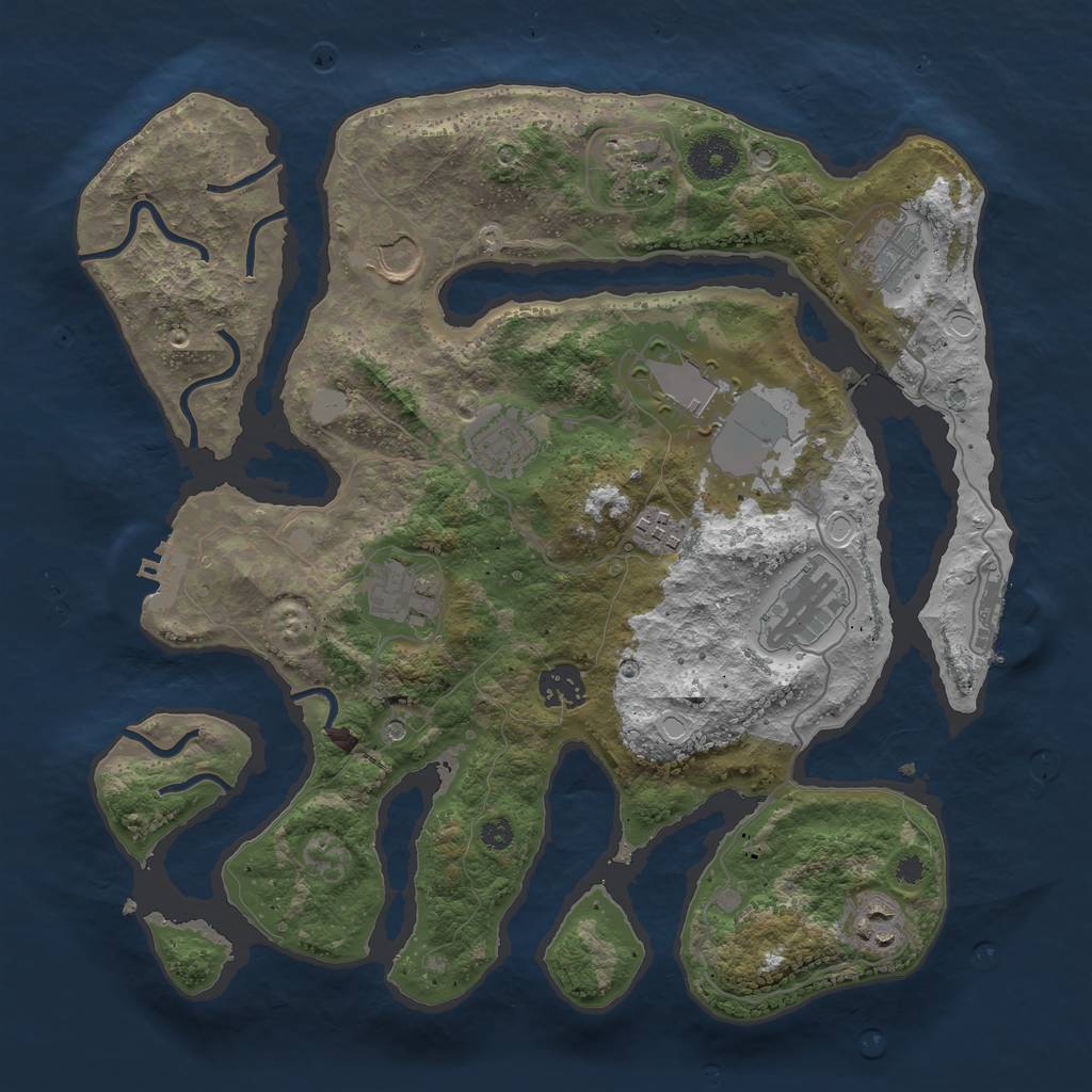 Rust Map: Procedural Map, Size: 3500, Seed: 837265652, 18 Monuments