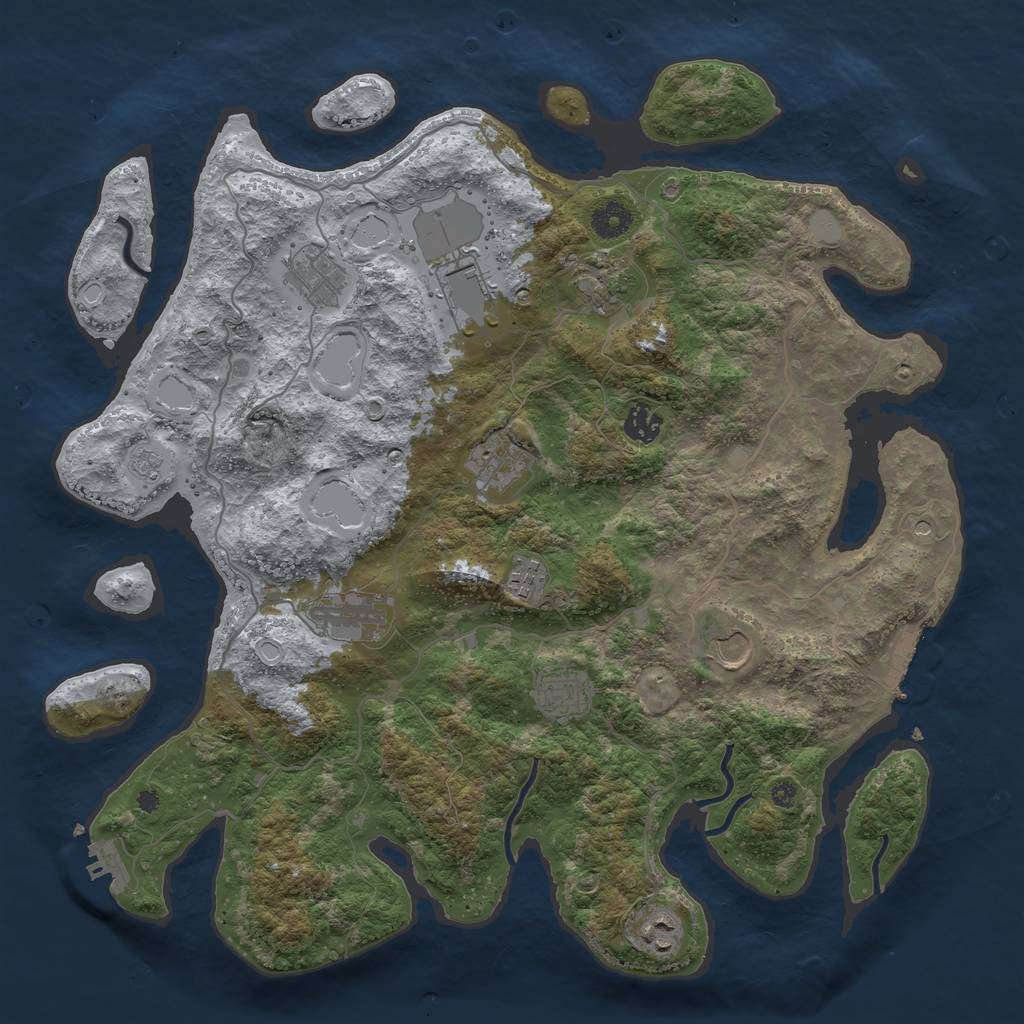 Rust Map: Procedural Map, Size: 4000, Seed: 905063041, 17 Monuments