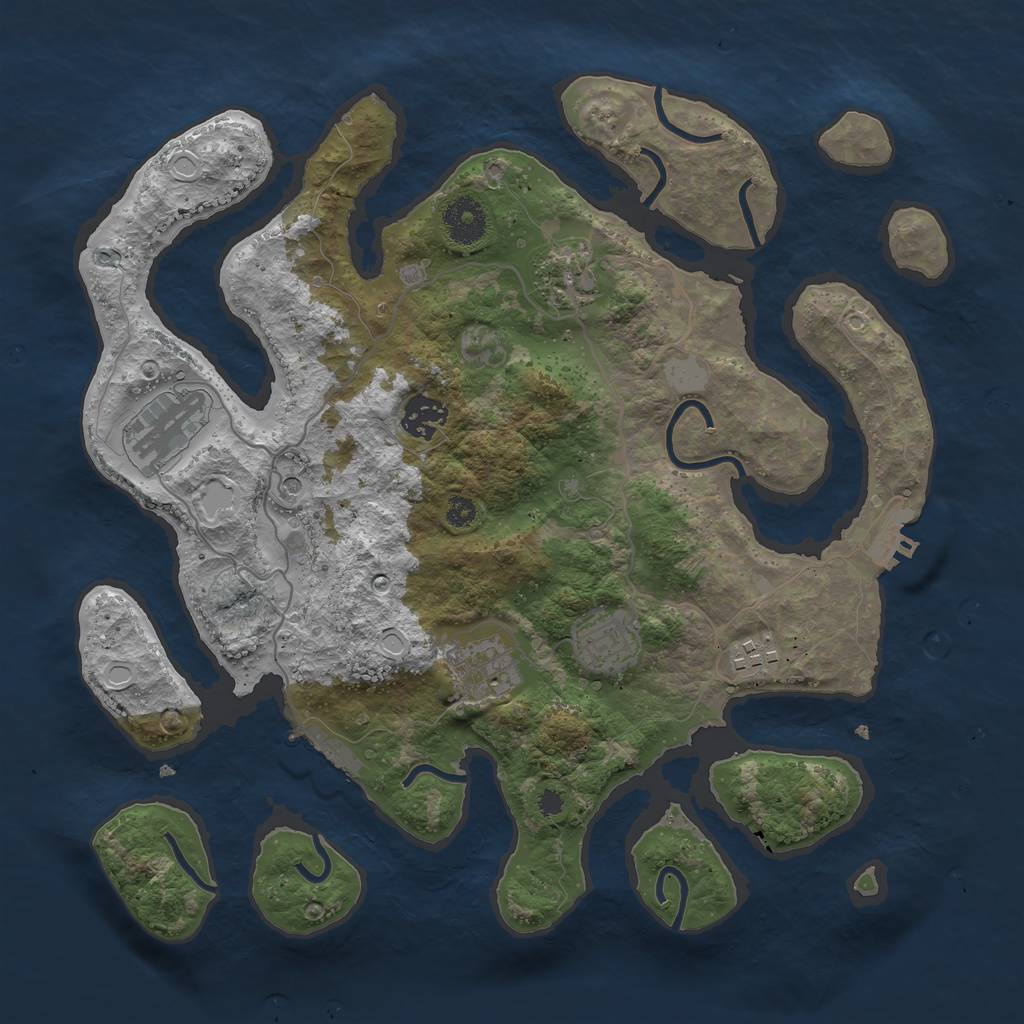 Rust Map: Procedural Map, Size: 3458, Seed: 2022, 14 Monuments
