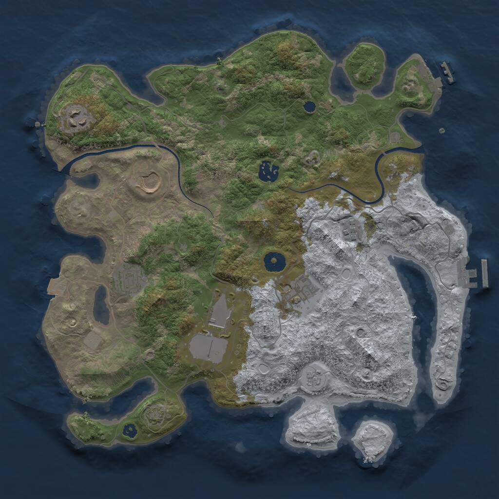 Rust Map: Procedural Map, Size: 3550, Seed: 780641, 12 Monuments