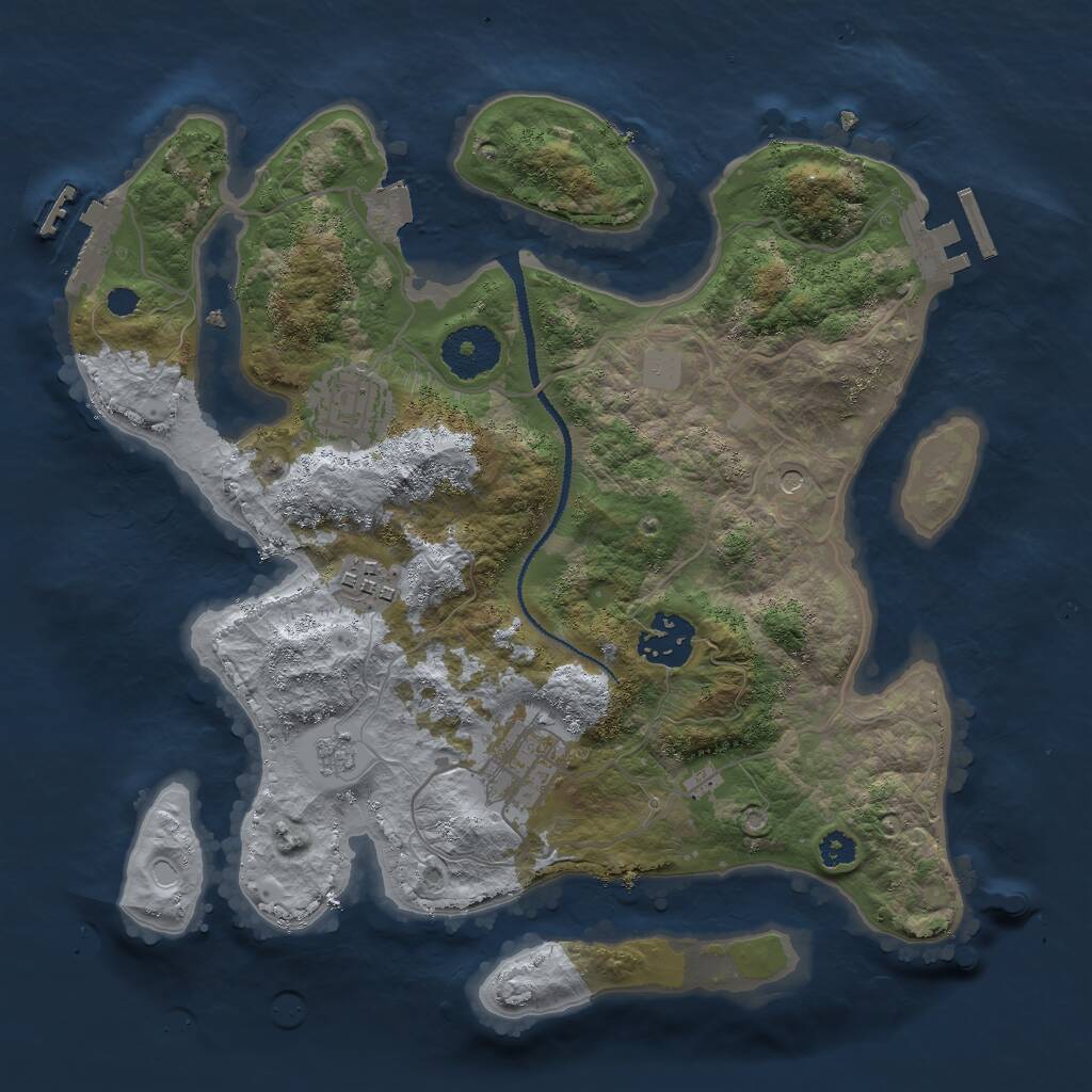 Rust Map: Procedural Map, Size: 3000, Seed: 10263, 9 Monuments
