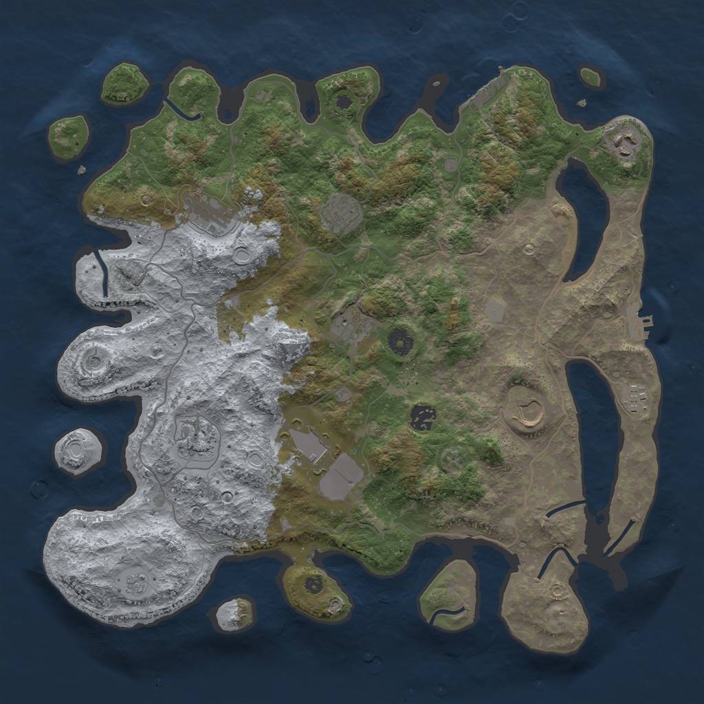 Rust Map: Procedural Map, Size: 4000, Seed: 4075928, 16 Monuments